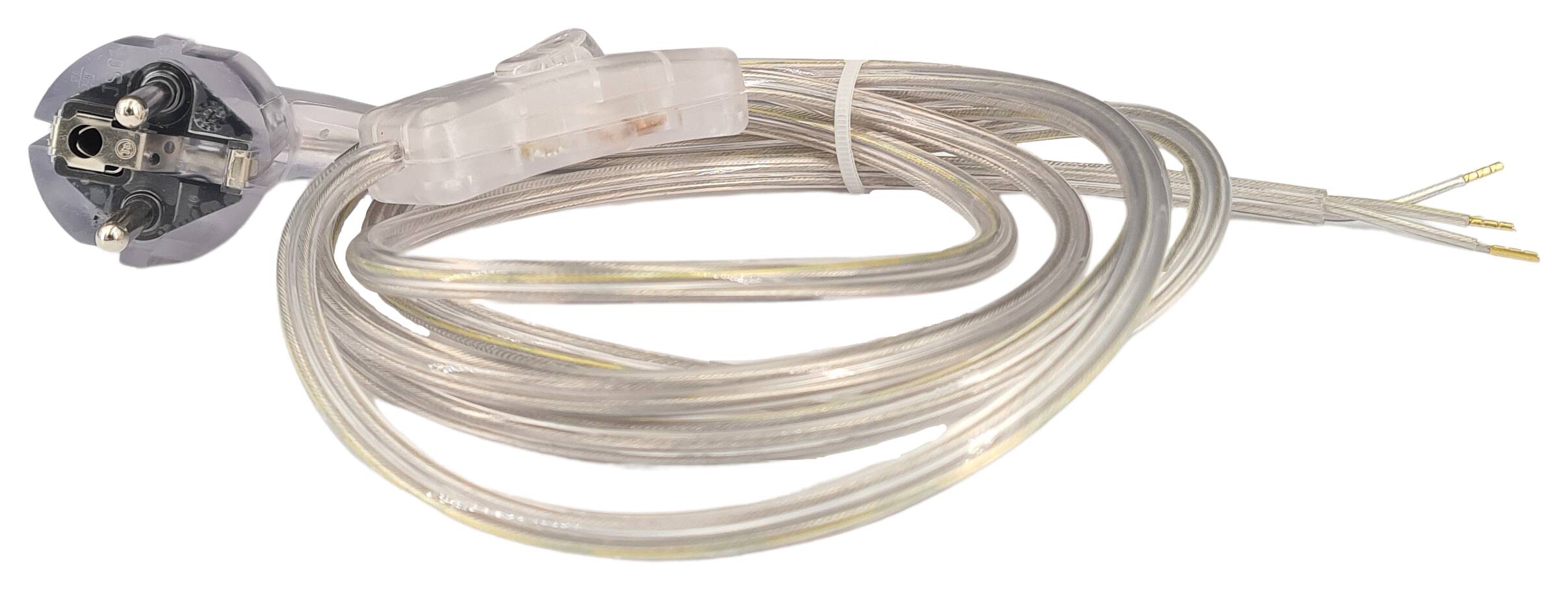 Zuleitung 3G 0,75/2000/800 m. Schukowinkelstecker u. Zwischenschalter transparent