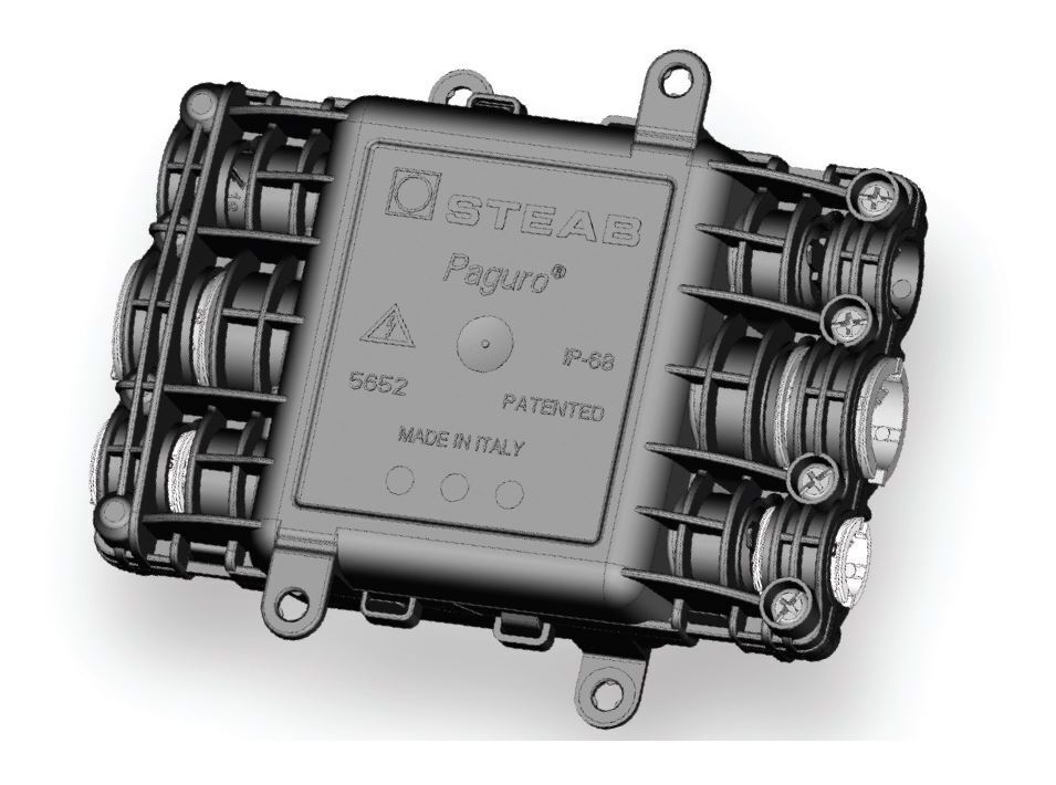 Verteilerdose f. Aussenbereich IP 68 Paguro® 6adrig Klemmbereich 4,0/6,0 mm PA66-RV-AE schwarz  /  isolierende Verschraubungsabdeckung für den Außenbereich IP68 PA66-RV Paguro® schwarz