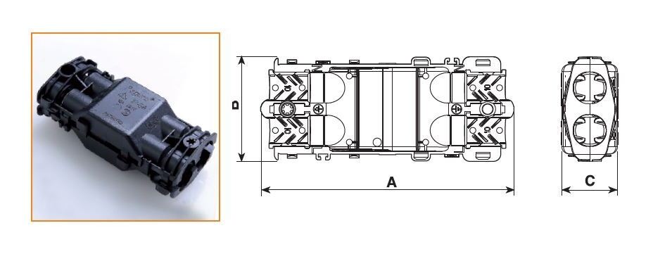 Verteilerdose f. Aussenbereich IP 68 Paguro® 3adrig Klemmbereich 2,5/4,0 PA66-RV schwarz