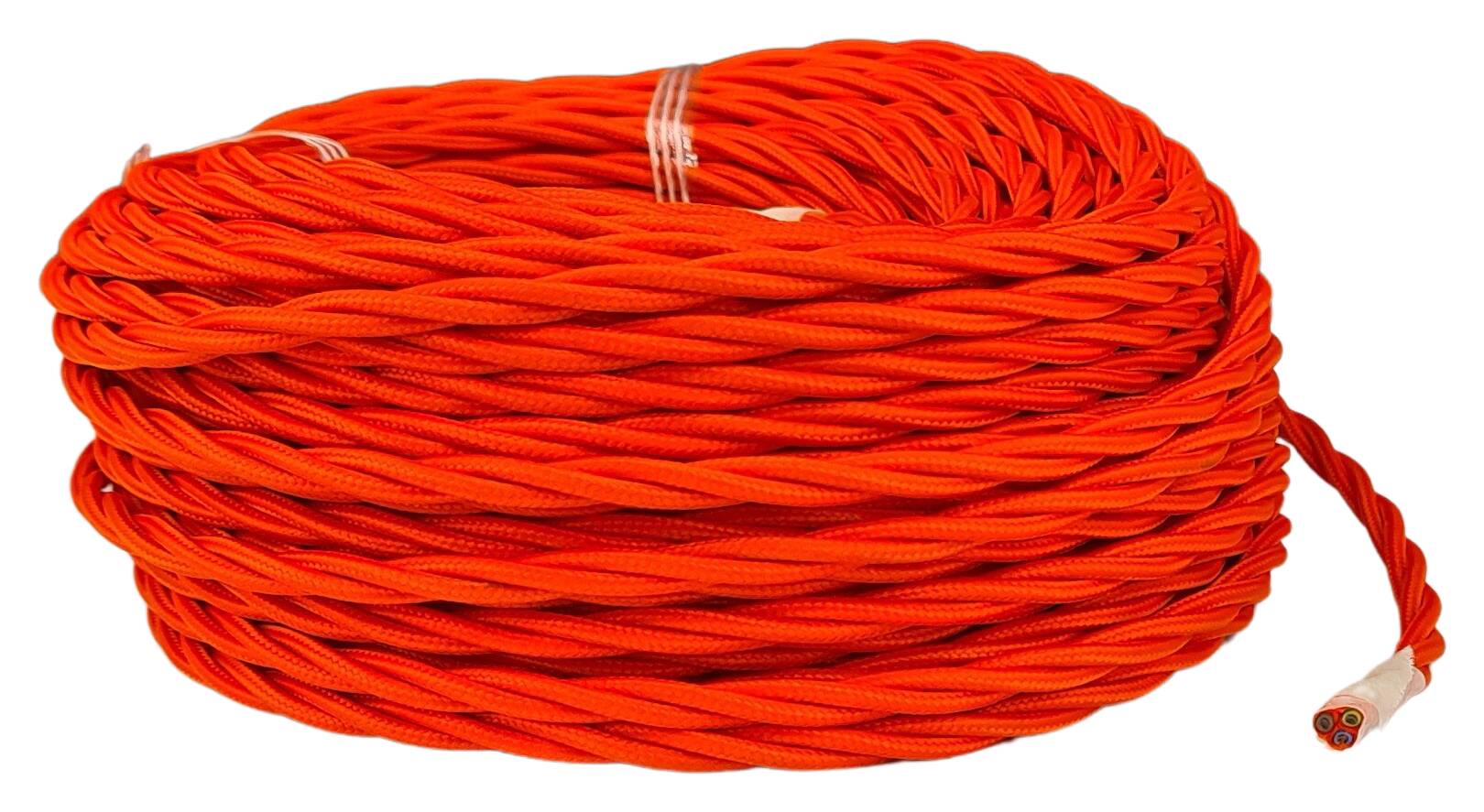 double isolated stranded cable 3G 0,75 separate textile braided and twisted RAL 2005 dark orange