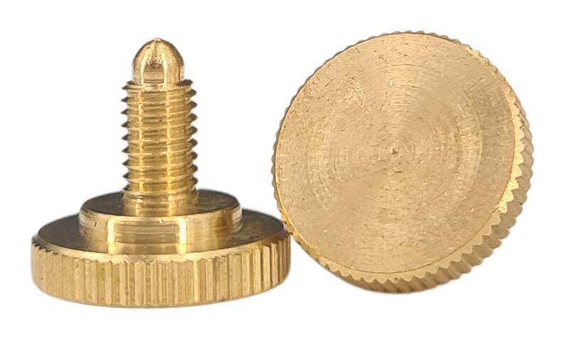 brass knurled thumb screw 16x15 M5x10 with cone raw