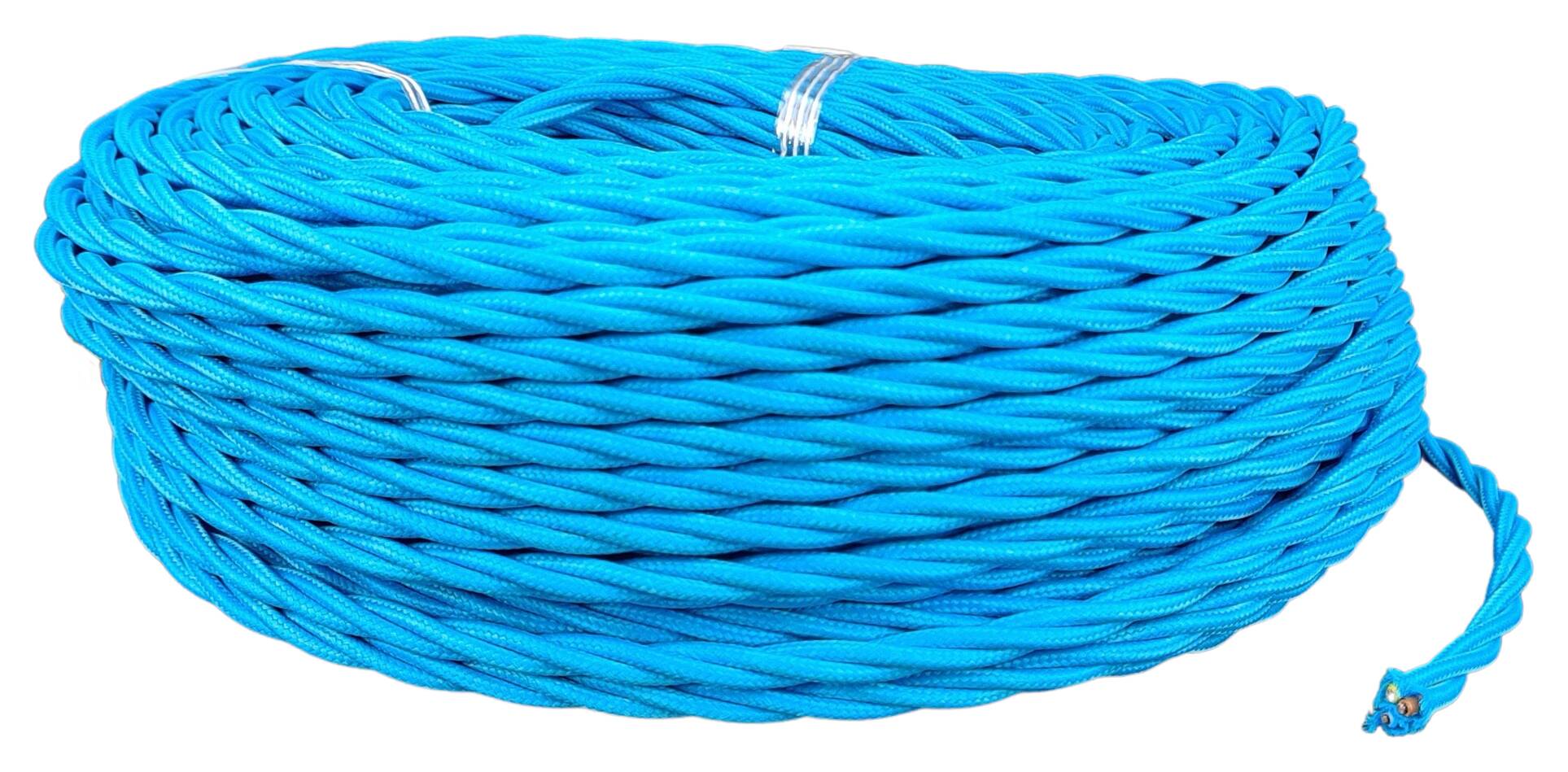 double isolated stranded cable 3G 0,75 separate textile braided and twisted RAL 5015 blue