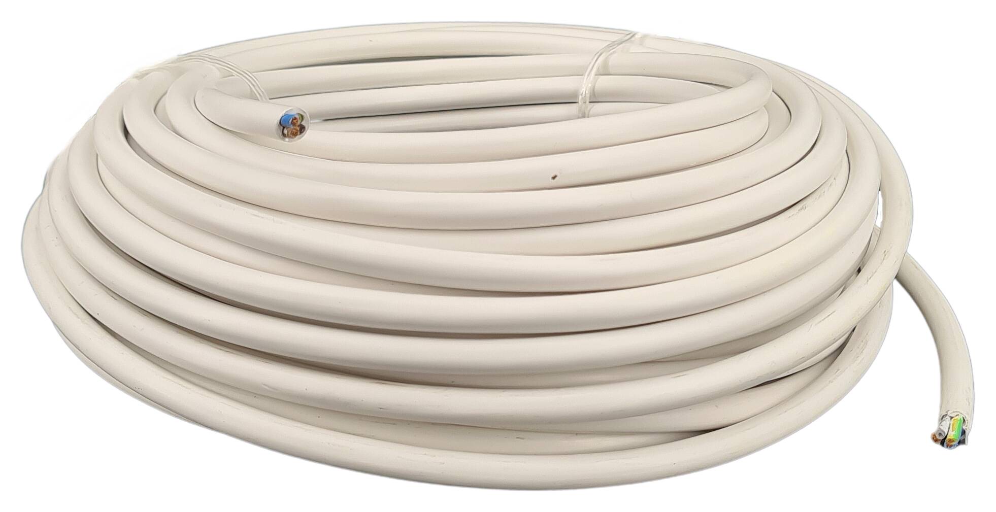 cable with steel wire 3G 0,75 HO3VV-F round AD = 6,3 mm PVC coated white