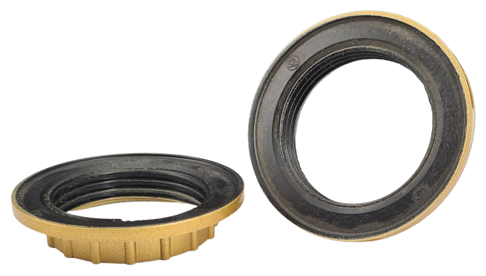 E27 ring nut 57x12 (3 threads) thermoplastic gold