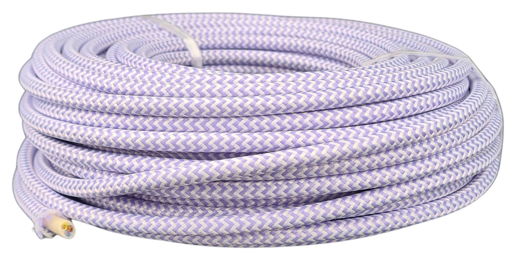 cable 3G 0,75 H03VV-F textile braided zigzag violet (RAL 4005)/white