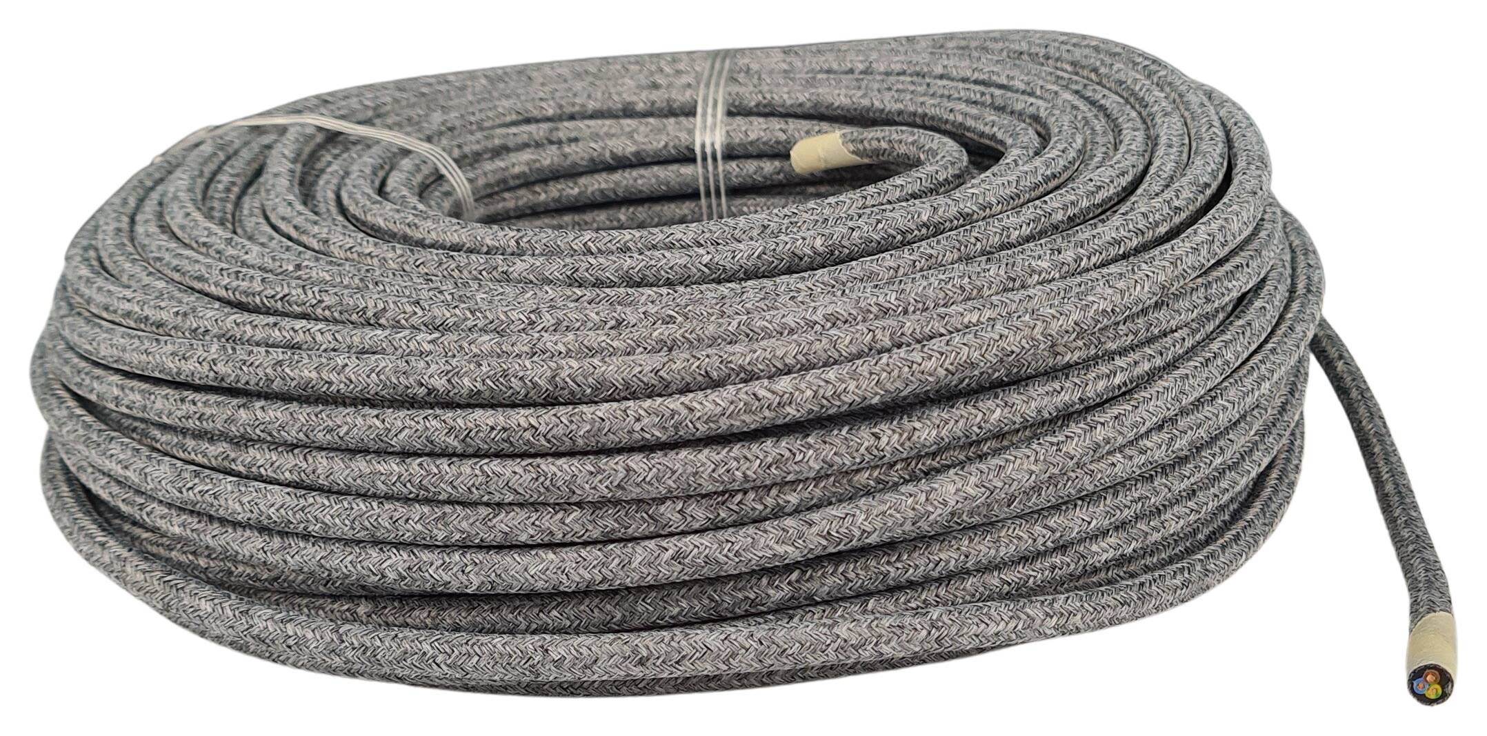 cable 3G 0,75 H03VV-F textile braided flecked grey-black (stonegrey)