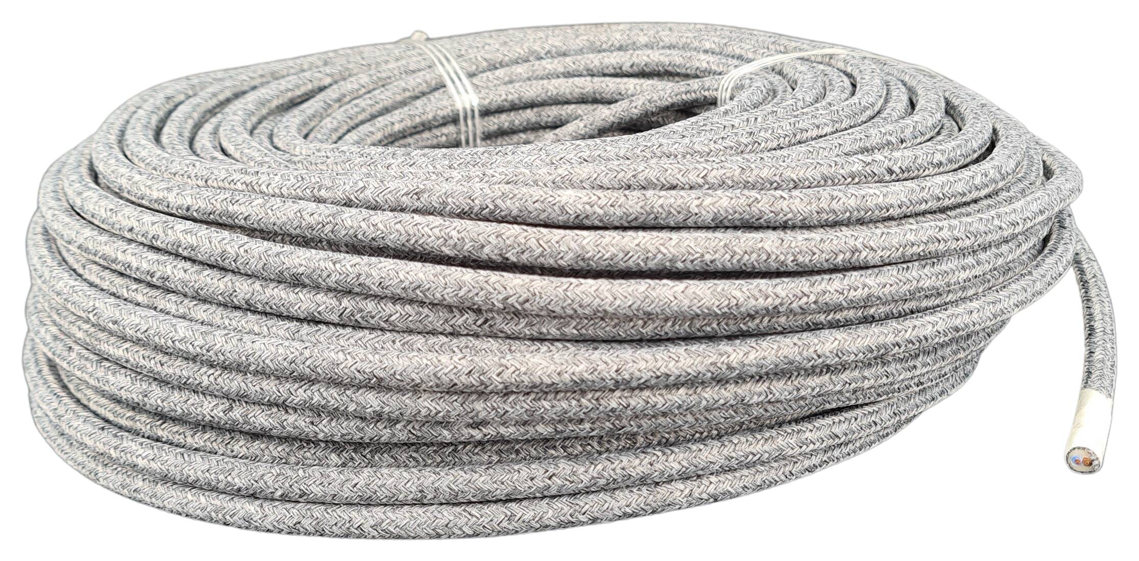 cable 2x 0,75 H03VV-F textile braided melange grey-black (stonegrey)