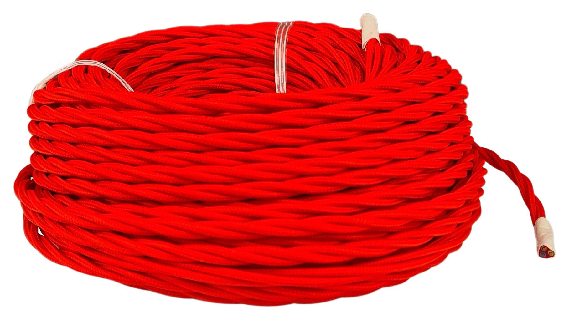 double isolated stranded cable 3G 0,75 separate textile braided and twisted RAL 3028 red