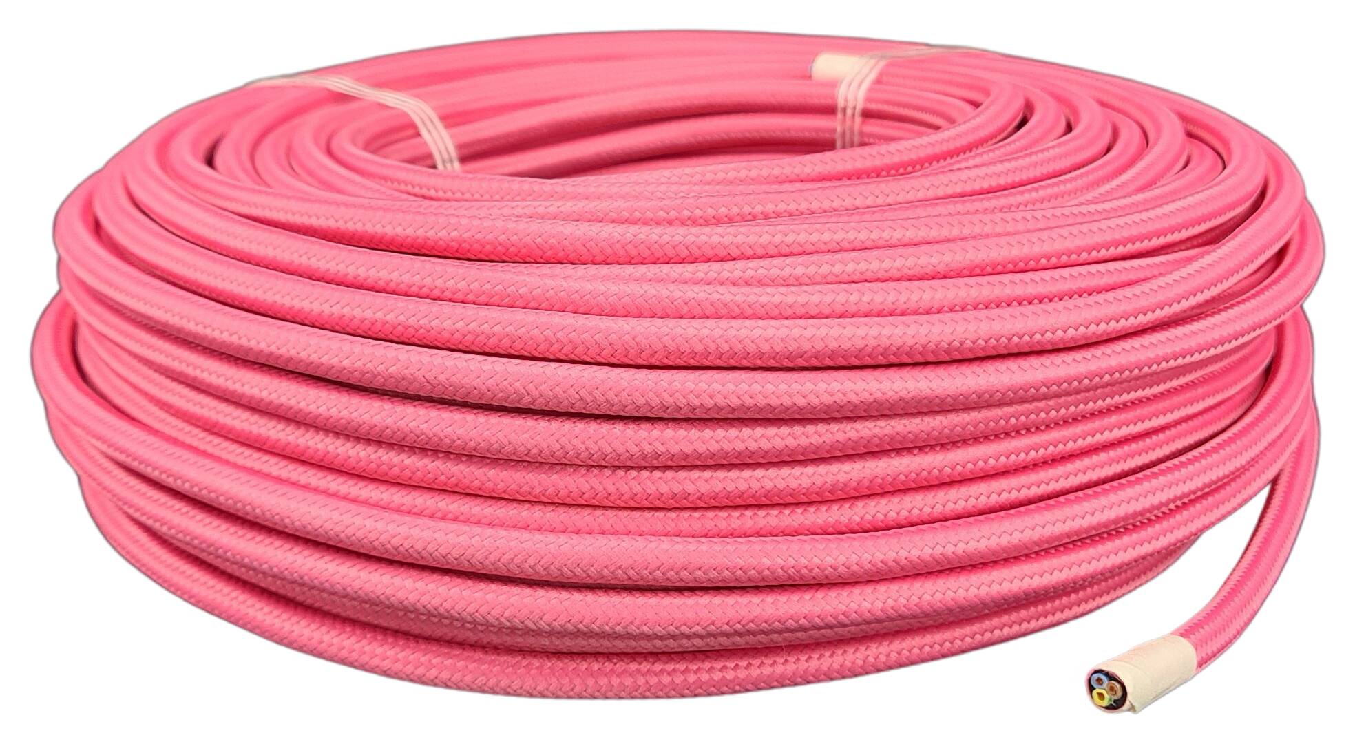 Kabel 3G 0,75 H03VV-F textilummantelt RAL 4010 dunkelpink