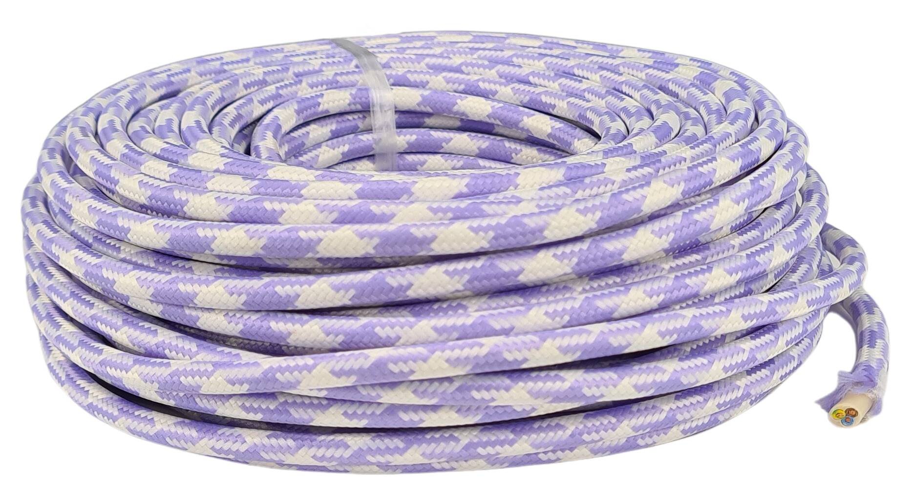 cable 3G 0,75 H03VV-F textile braided RAL 4005 lilac-white (cockscomp)