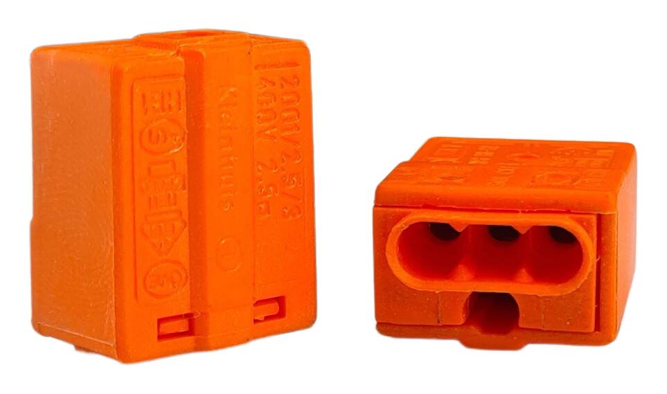 screwless connecting clamp 1,0-2,5 mm² tripolar 17x14x9 orange