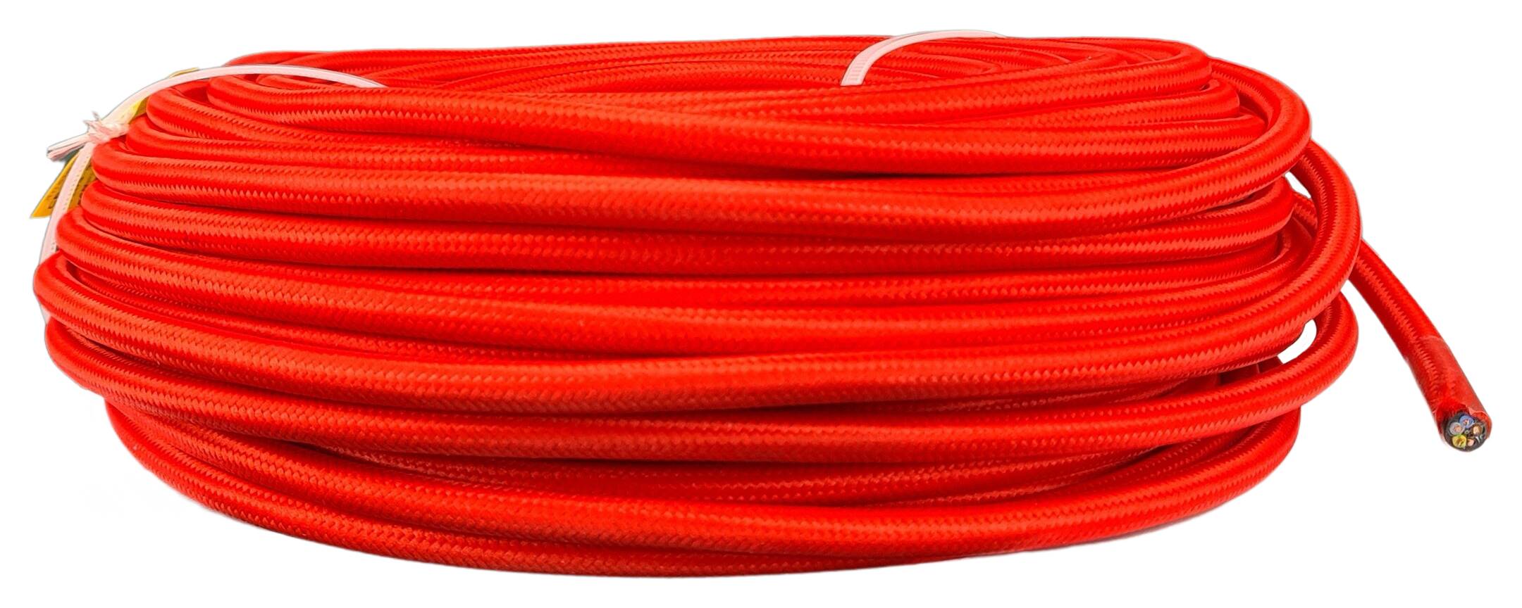 cable with steel rope 5G 0,75 HO5VV-F PVC  textile braided RAL 3028 red