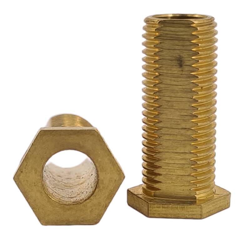 brass hexagon T-nipples 12x17 M10x1x15 anti rotation protection raw