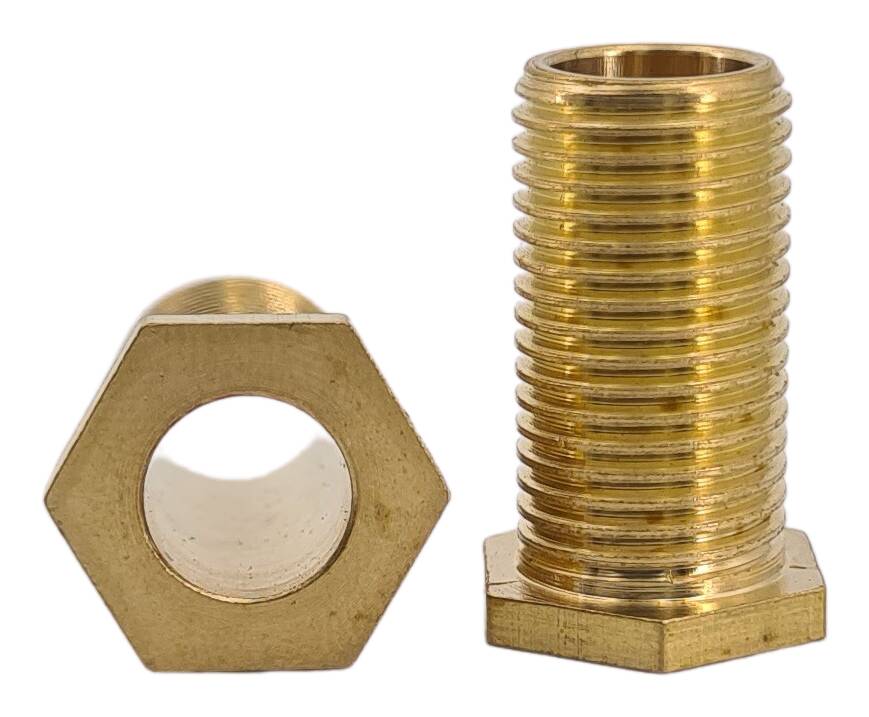 brass hexagon T-nipples 12x25 M10x1x23  anti-twist protection raw