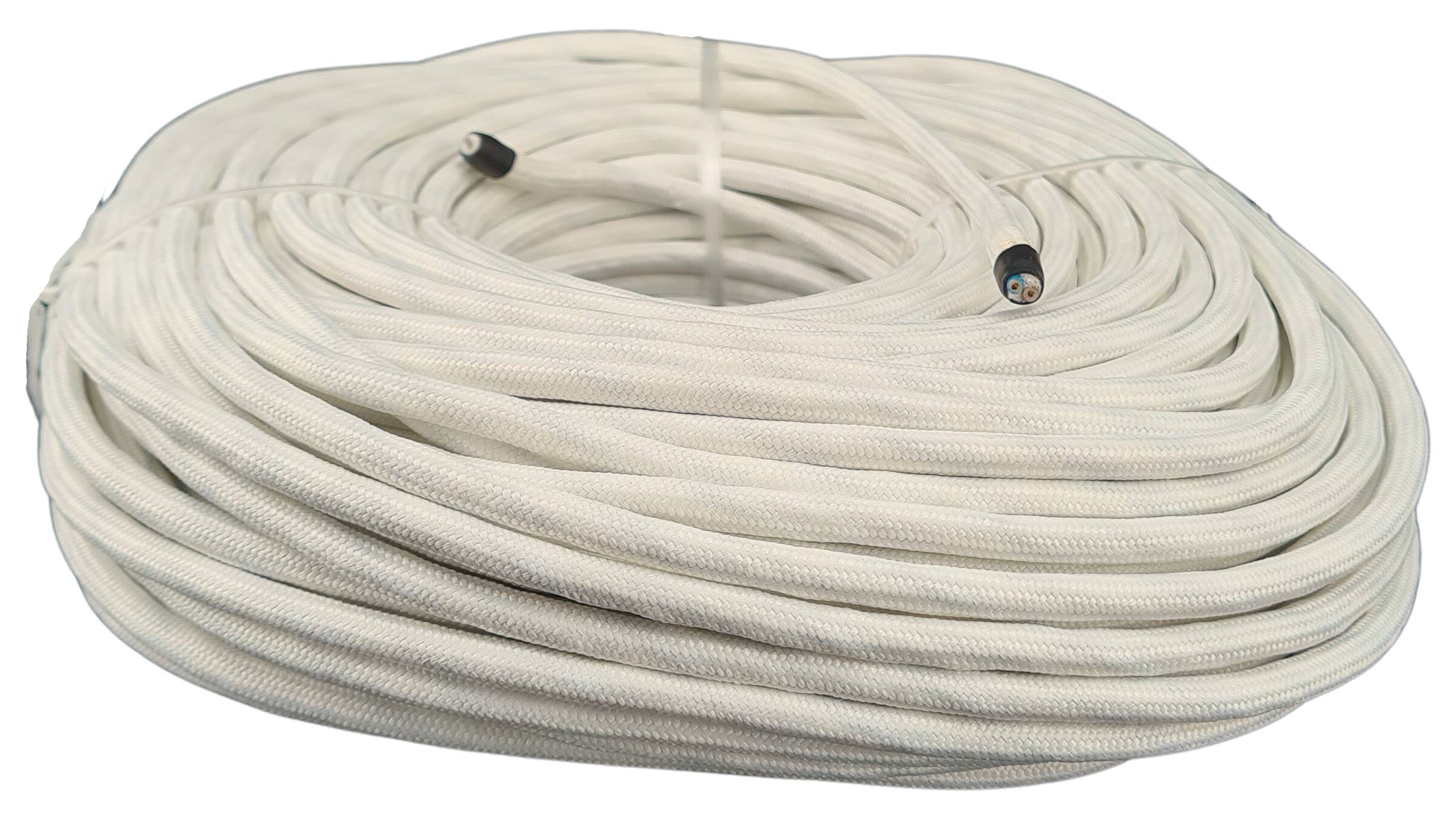 Kabel 2x0,75 H03RT-F Baumwolle umsponnen weiss