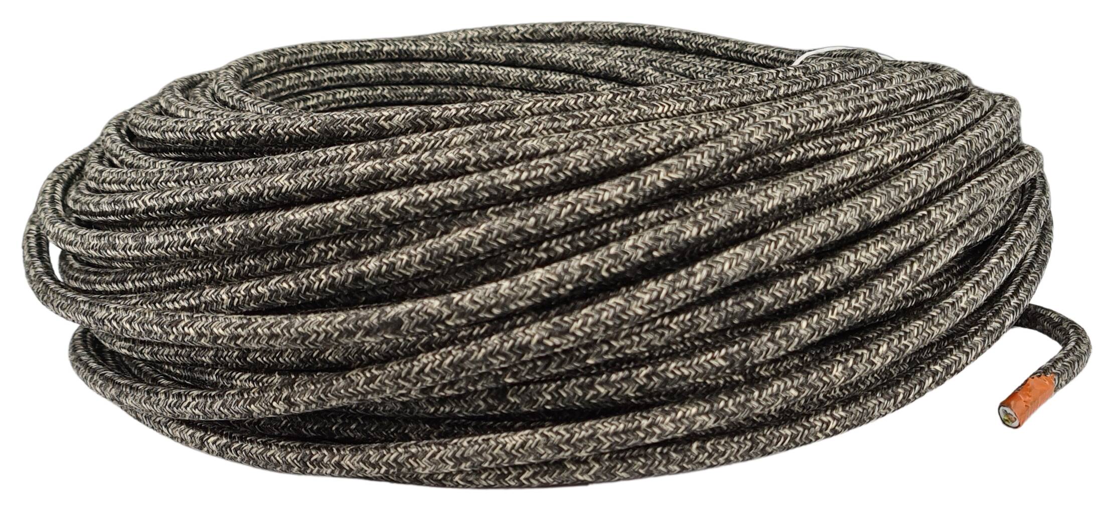 cable 3x0,75 H03VV-F textile coated flecked black-silver