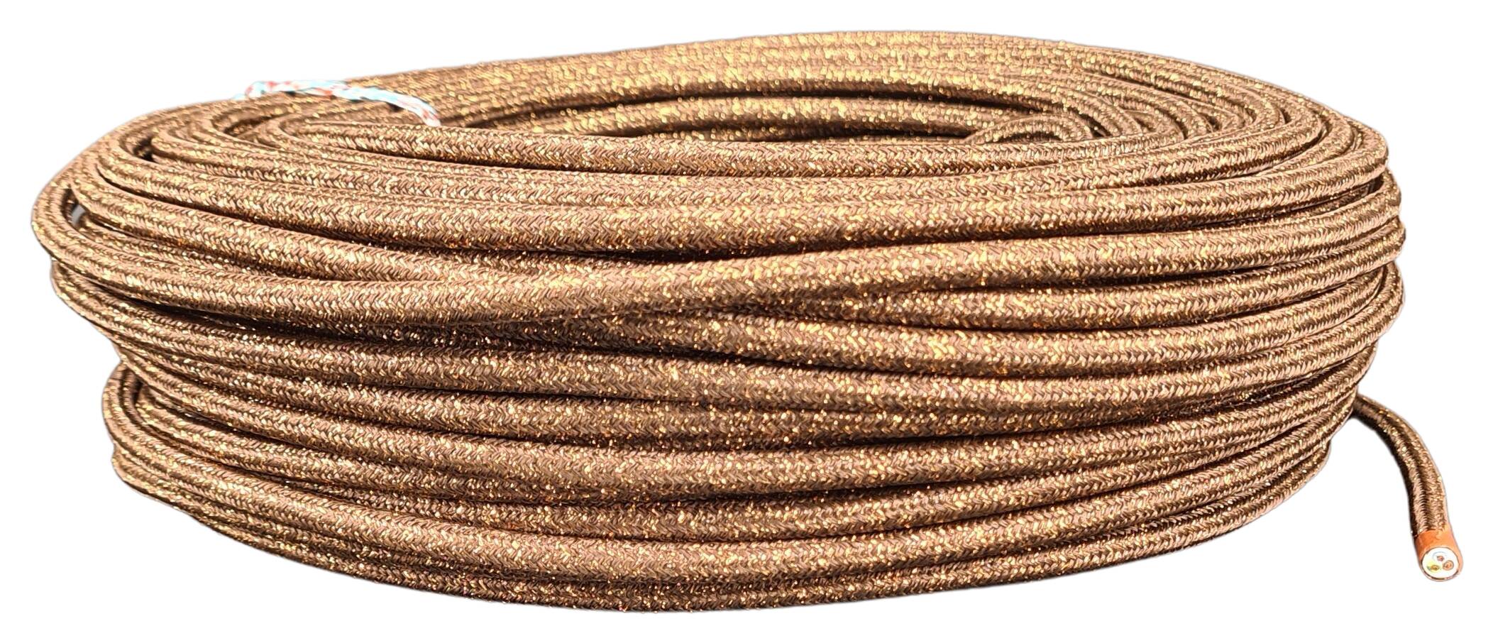 Kabel 3G 0,75 H03VV-F textilummantelt metallic RAL 8008 olivebraun