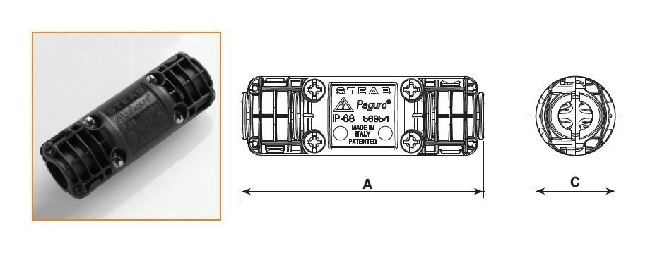 Verteilerdose f. Aussenbereich IP 68 Paguro® 2/3 adrig Klemmbereich 1,5/2,5 mm PA66-RV-AE schwarz