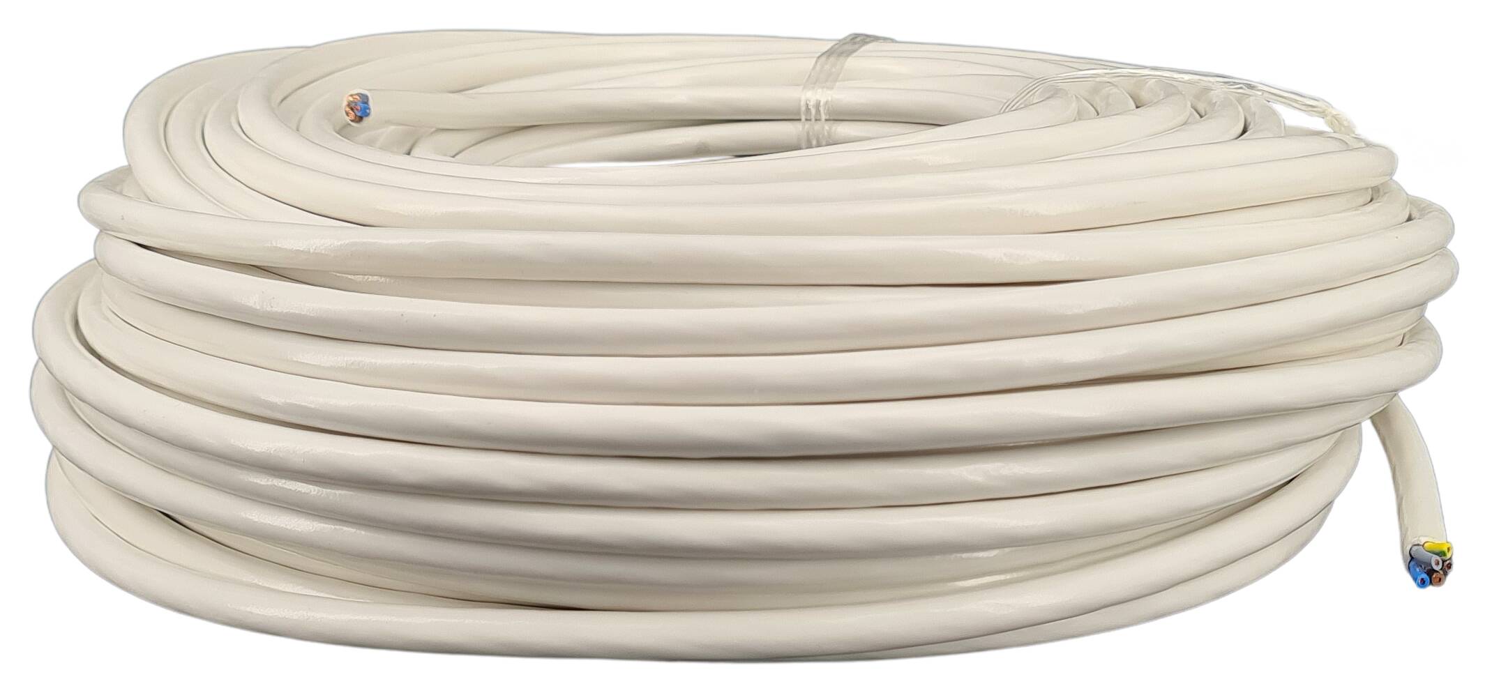 cable with steel wire 5G 0,75 HO5VV-F round AD = 7,8 mm PVC coated white