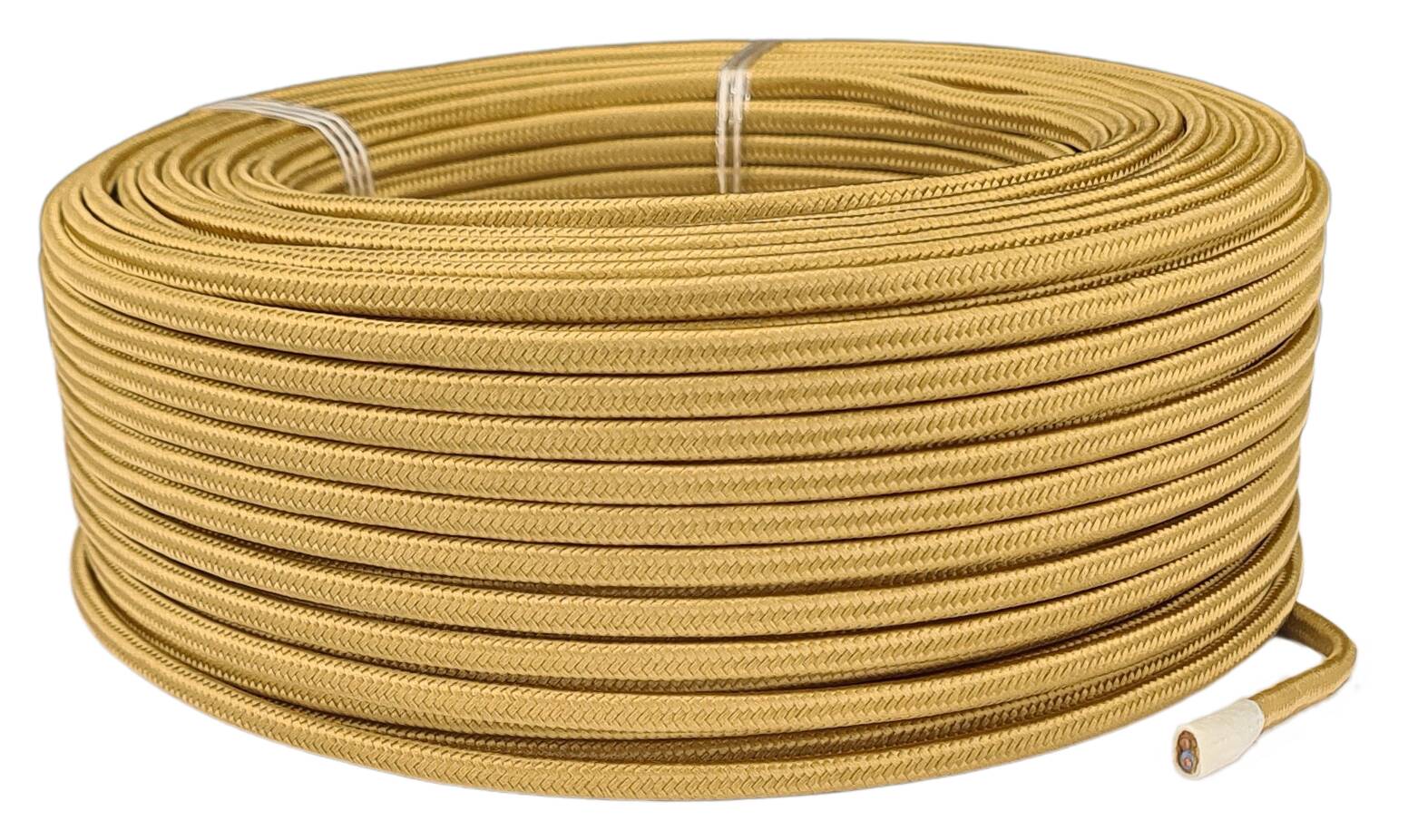 stranded cable 2x 0,75 parallel flat side by side textile braided RAL 1036 gold