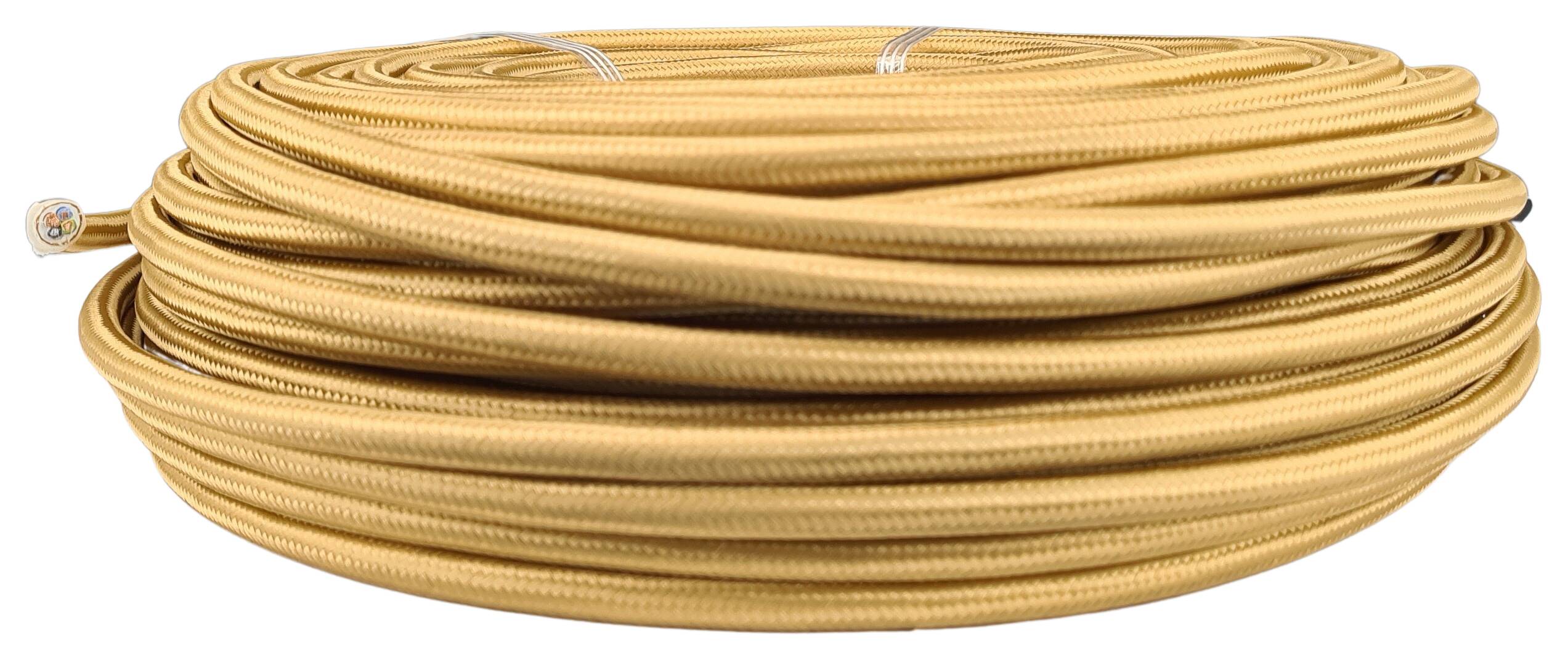 cable with steel rope 3G 1,00 HO3VV-F outer diameter = 6,4 mm PVC  textile braided RAL 1036 golden glossy