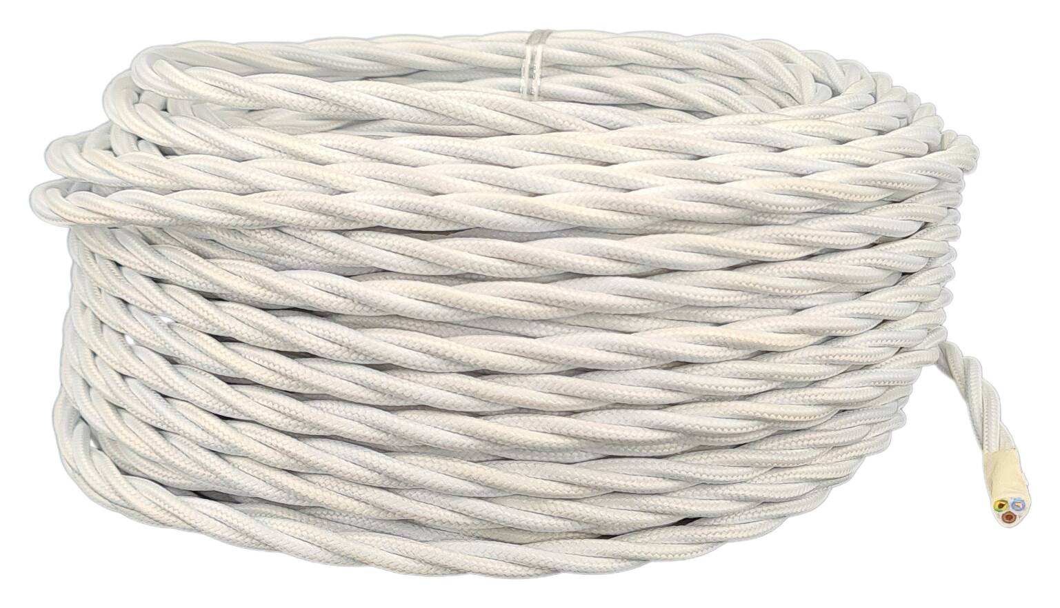 double isolated stranded cable 3G 0,75 separate textile braided and twisted RAL 9016 white