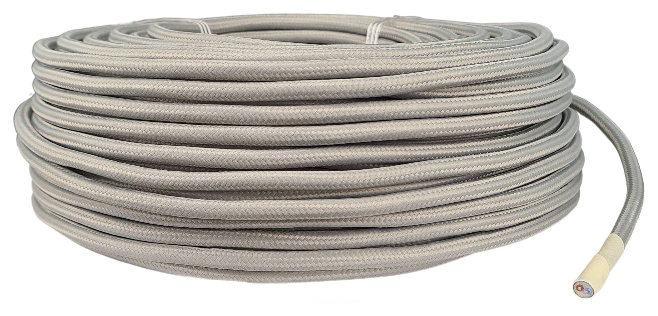 cable 2x 0,75 H03VV-F textile braided RAL 7005 grey