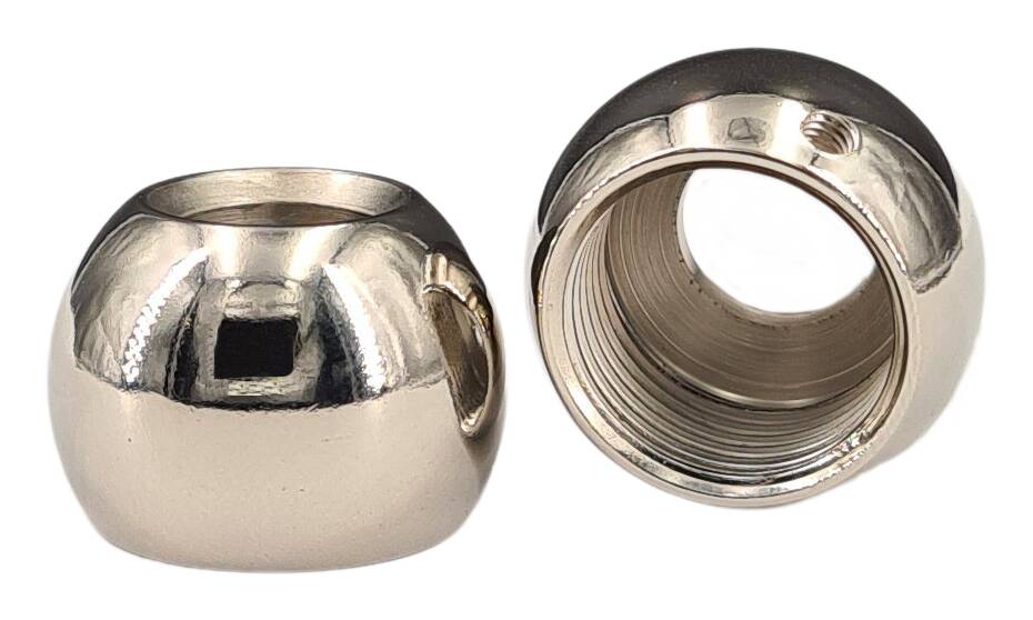 "brass reducer ball Ø 23 mm R3/8""x12 w. 10,2 passage nickel"