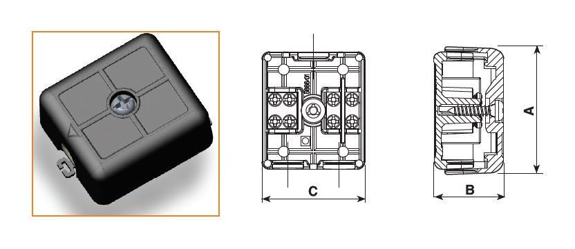 Junction box for outdoor use IP 68 Paguro® 2-wire clamping range 1.5/2.5 PA66-RV black