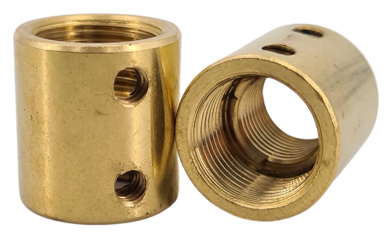 brass reducer coupler 17x18 M13x1/M10x1 2x M4 cross thread raw