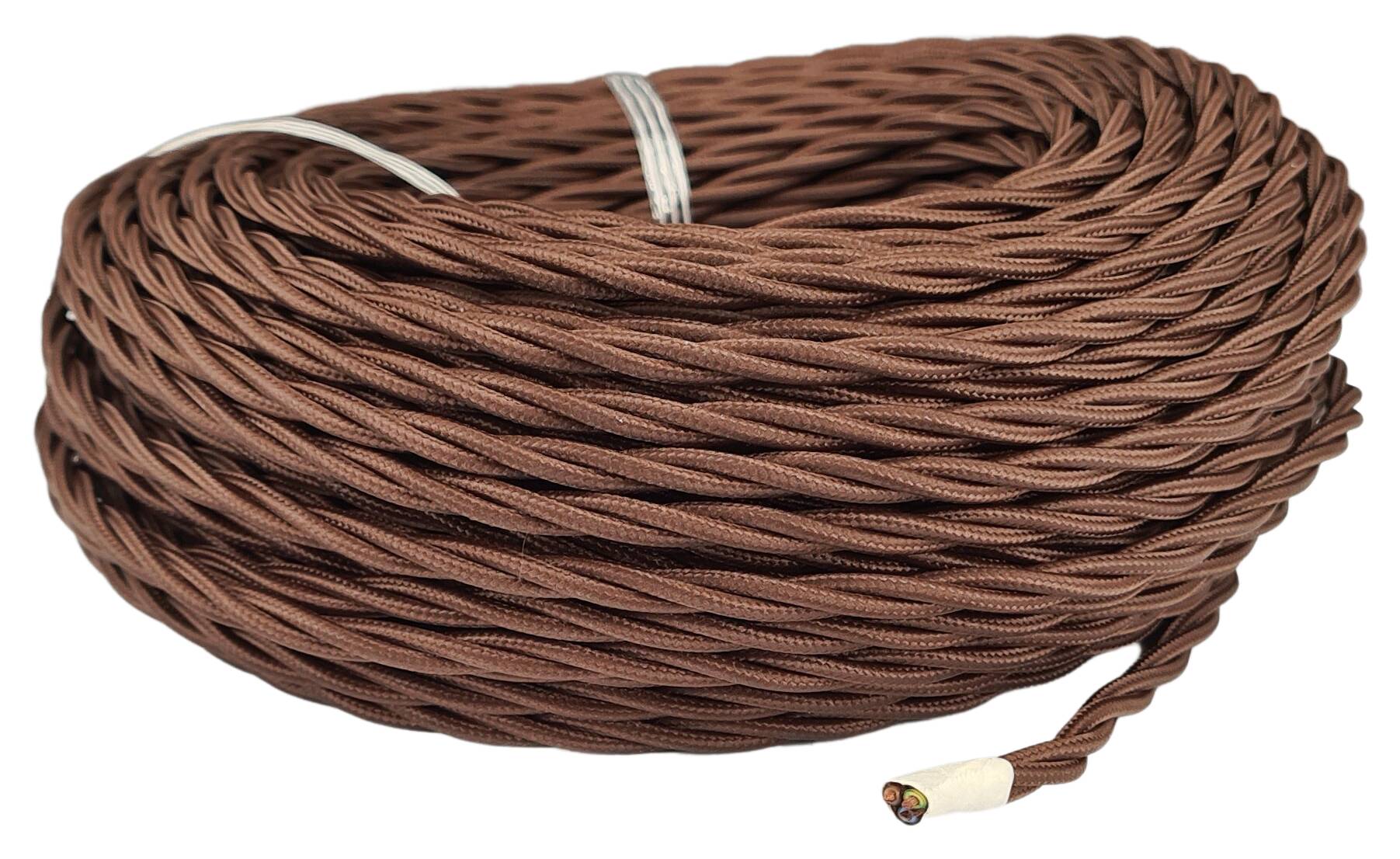 double isolated stranded cable 3G 0,75 separate textile braided and twisted RAL 8014 brown