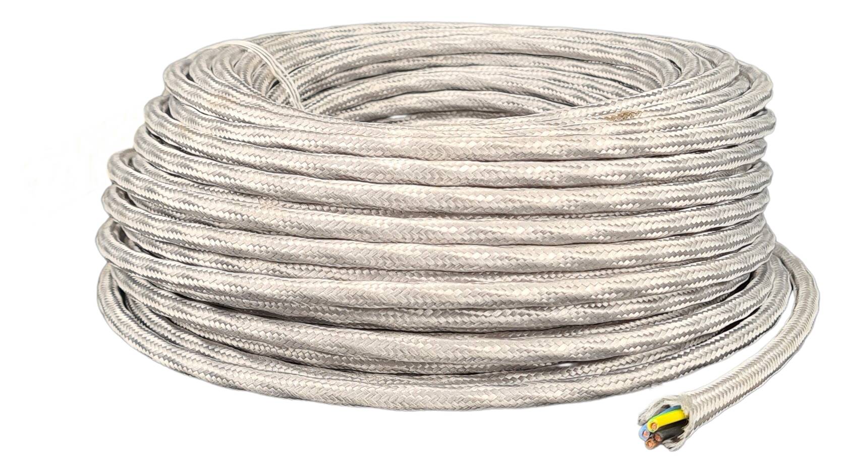 stranded cable 4G 0,75 twisted and textile braided RAL 7044 silver