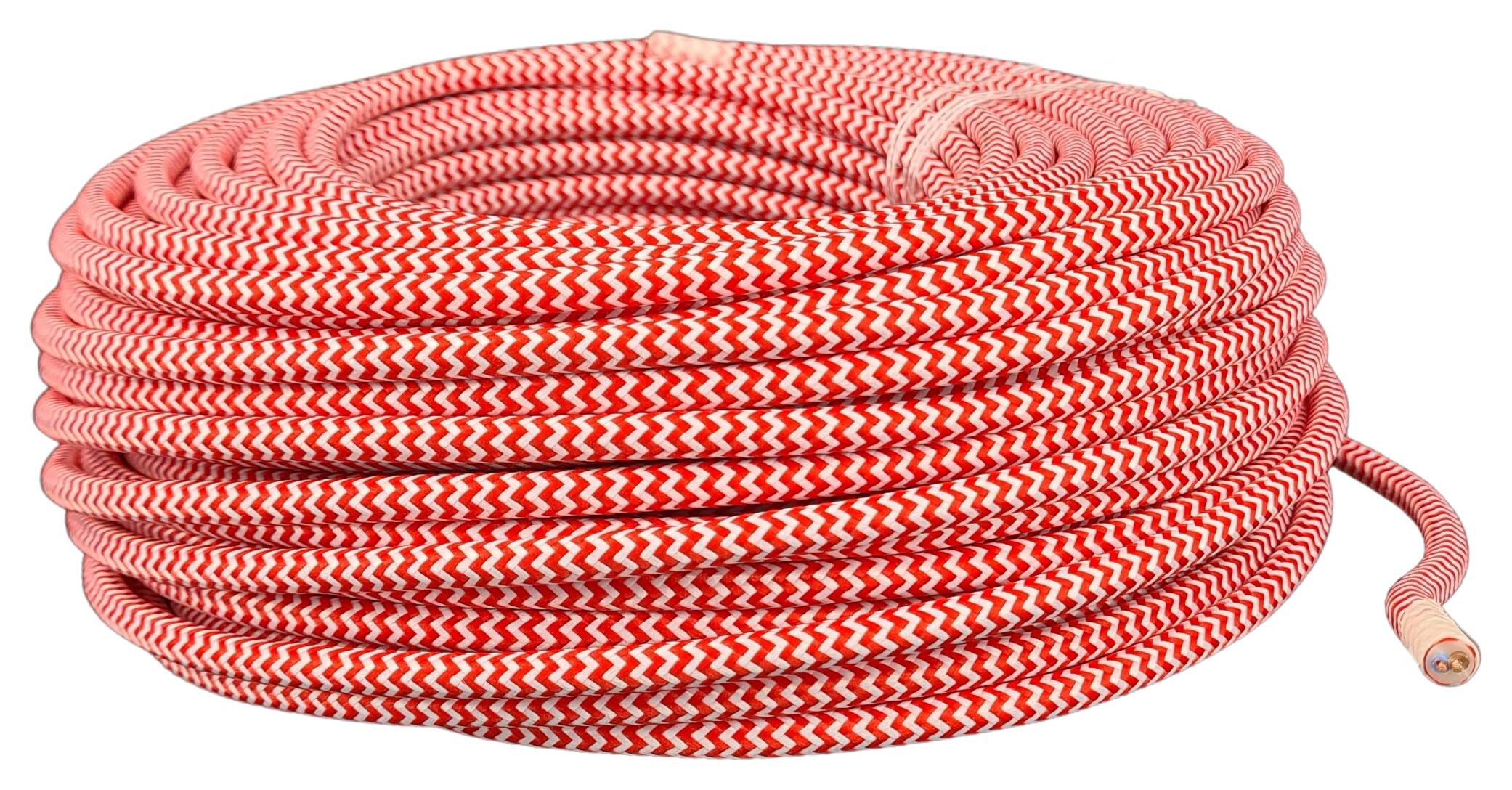 Cable 2x 0,75 H03VV-F Textile braided zigzag red-white