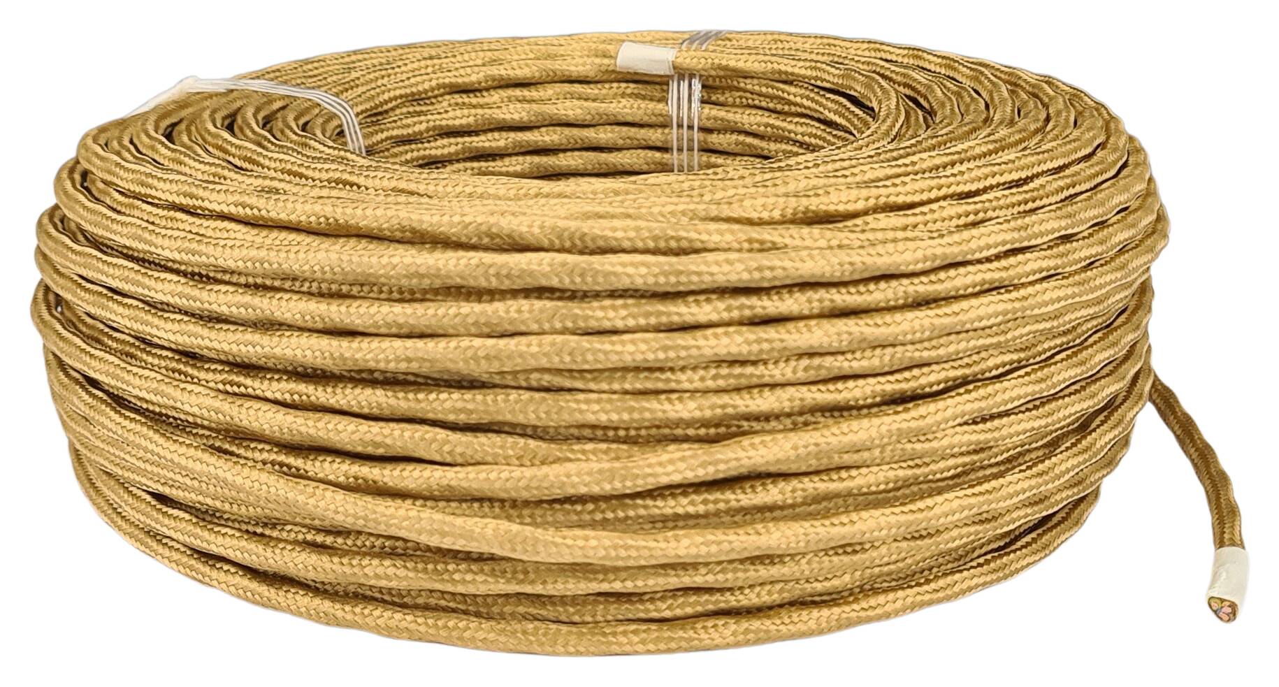 stranded cable 3G 0,75 twisted and textile braided RAL 1036 golden