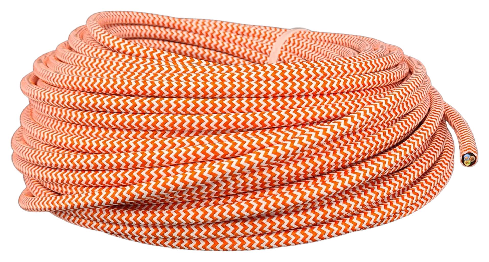 Kabel 3G 0,75 H03VV-F textilummantelt zick-zack orange-weiss - RAL 2005