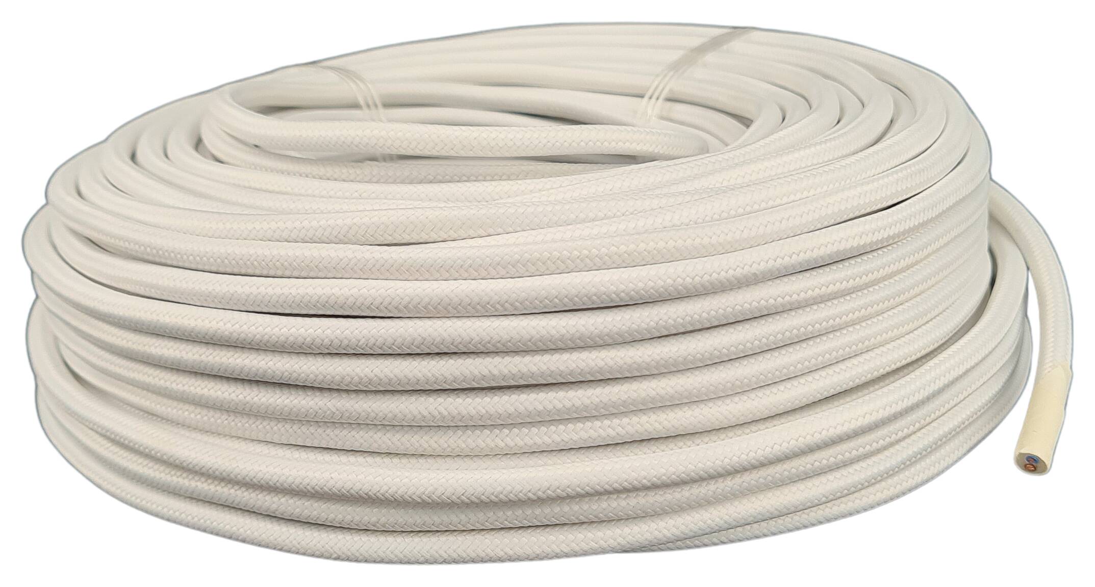 cable 2x 0,75 H03VV-F textile braided RAL 9016 white