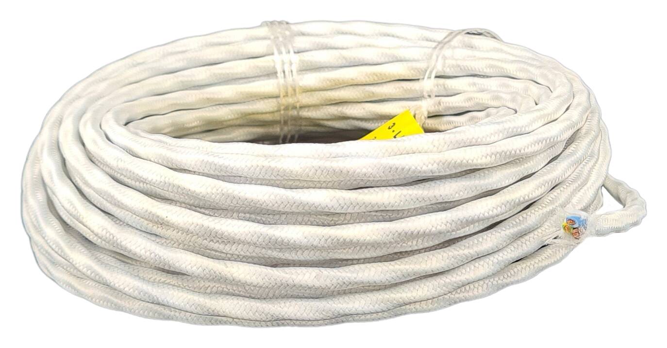 stranded cable 3G 0,75 twisted and textile braided RAL 9016 white