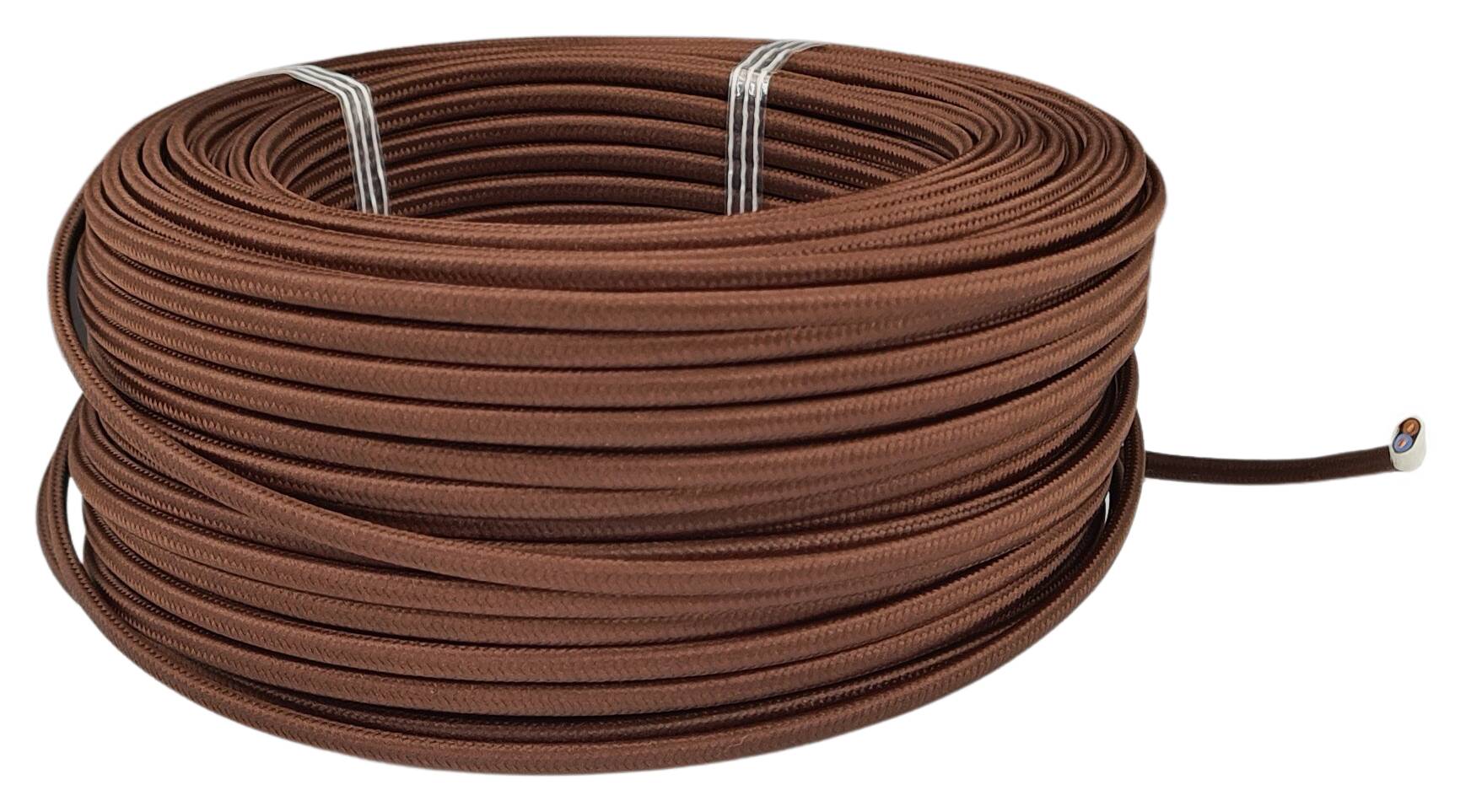 stranded cable 2x 0,75 parallel flat adjoined  textile braided RAL 8014 brown