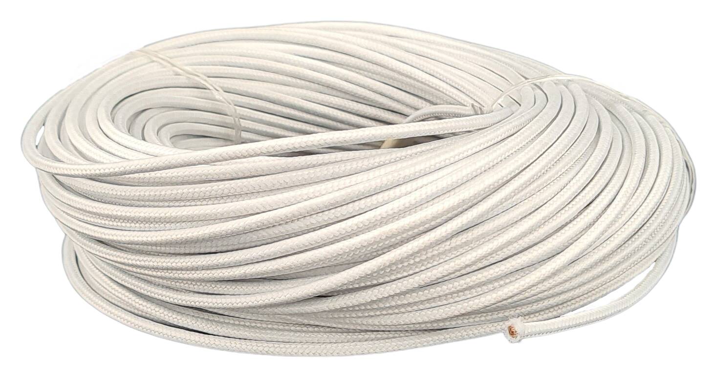 stranded cable 1x 0,75 textile braided RAL 9016 white