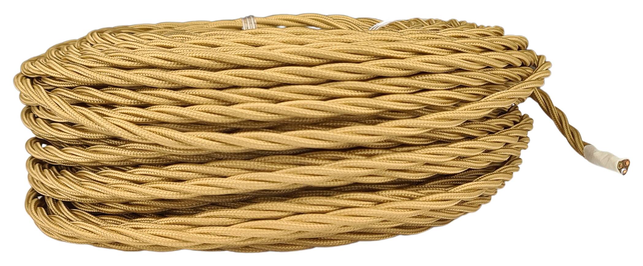 double isolated stranded cable 3G 0,75 separate textile braided and twisted  RAL 1036 golden