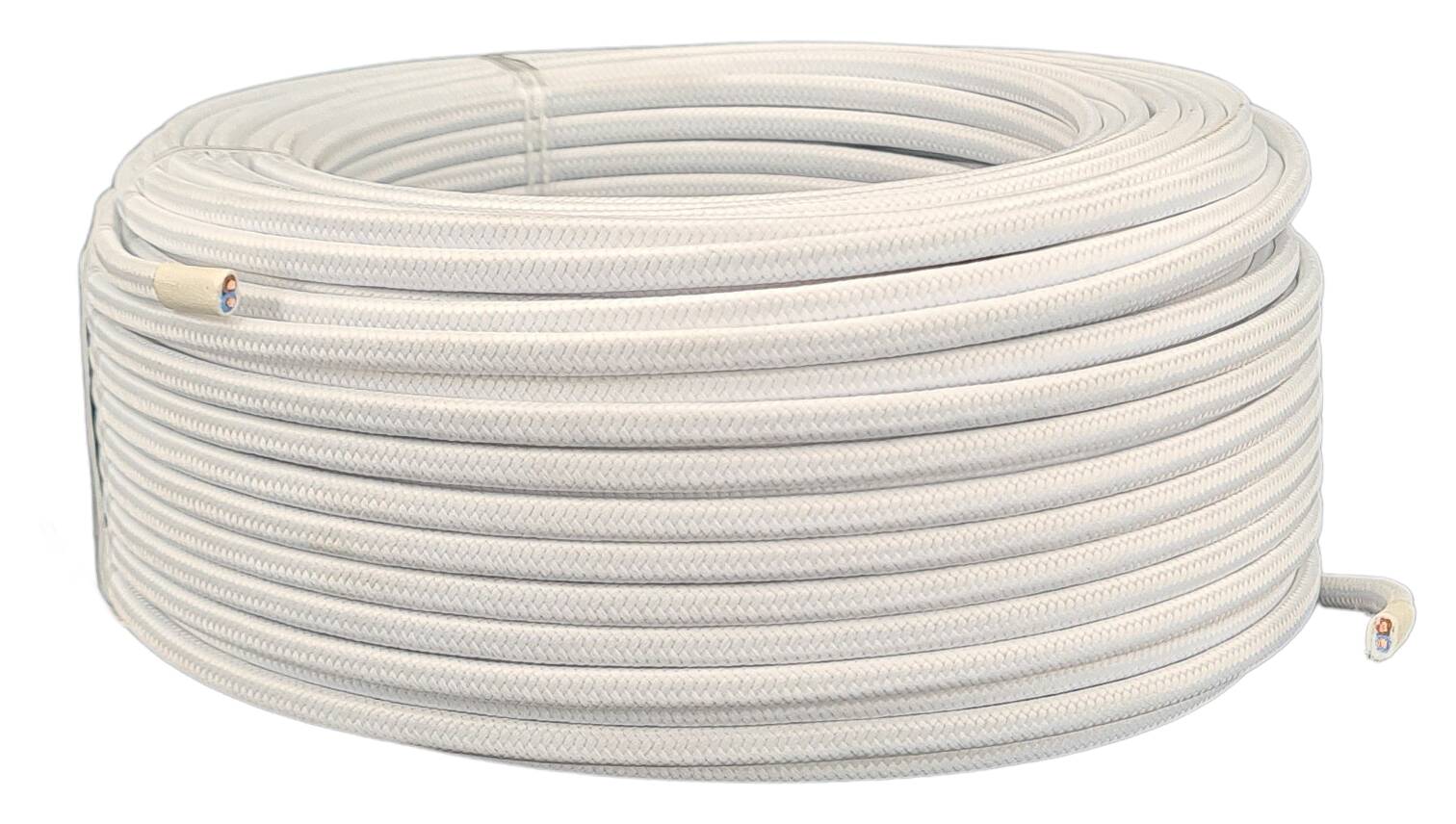 stranded cable 2x 0,75 parallel flat adjoined  textile braided RAL 9016 white