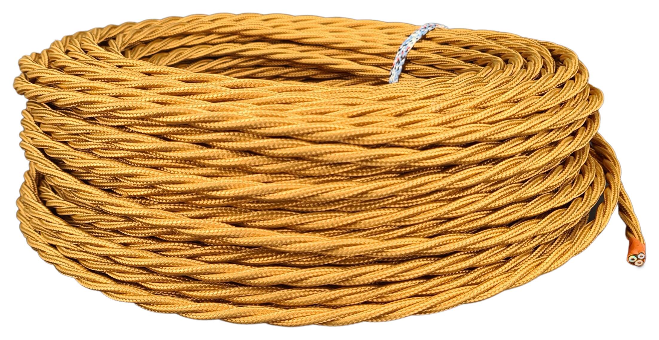 double isolated stranded cable 3G 0,75 separate textile braided and twisted  RAL 8023 orange brown