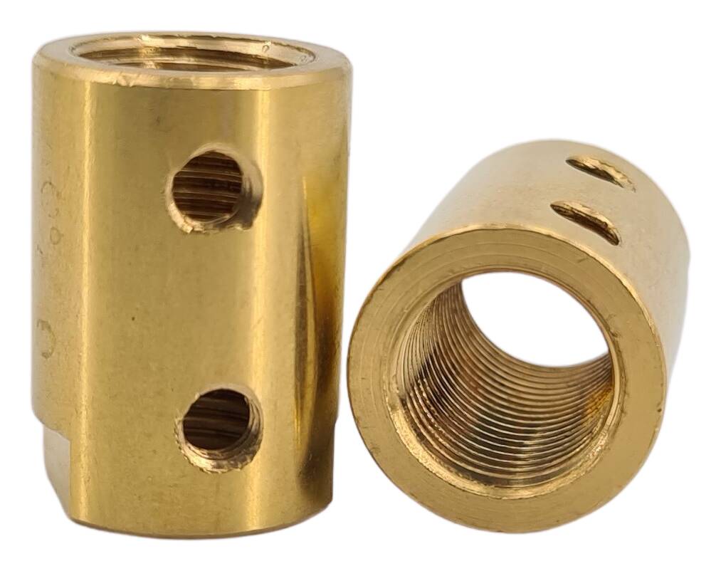 brass coupler 14x20 M10x1 key12x4 2x M4 cross thread raw