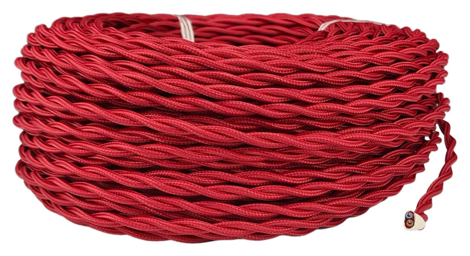 double isolated stranded cable 2x 0,75 separate textile braided and twisted RAL 3005 bordeaux