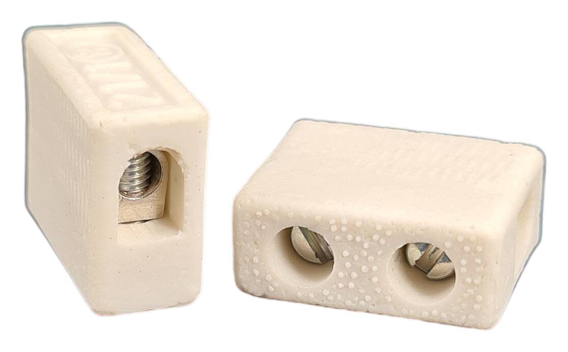 screw terminal block porcelain 4 mm² (6 mm²) unipolar 18x8x14