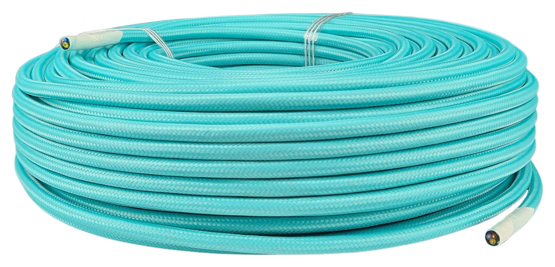 Kabel 3G 0,75 H03VV-F textilummantelt RAL 6034 türkisgrün (mint)