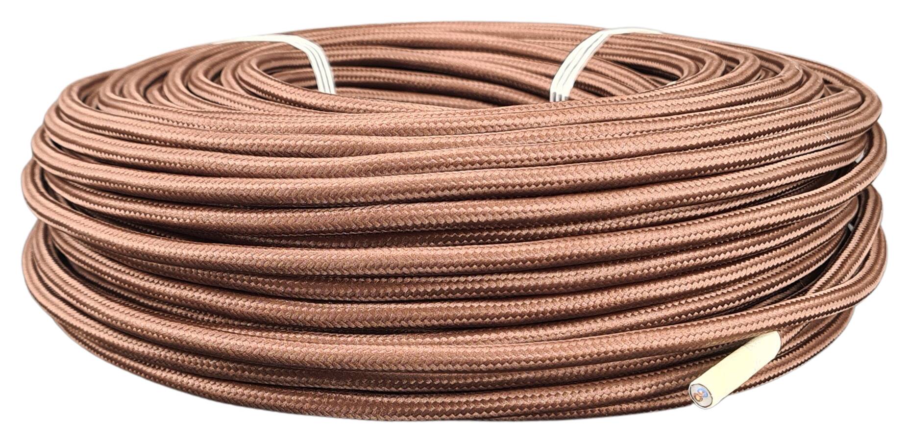 cable 2x 0,75 H03VV-F textile braided RAL 8014 chocolate brown