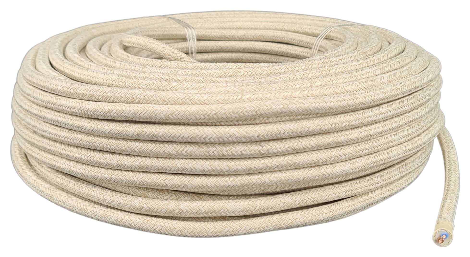 cable 2x 0,75 H03VV-F textile braided melange beige (gravel)