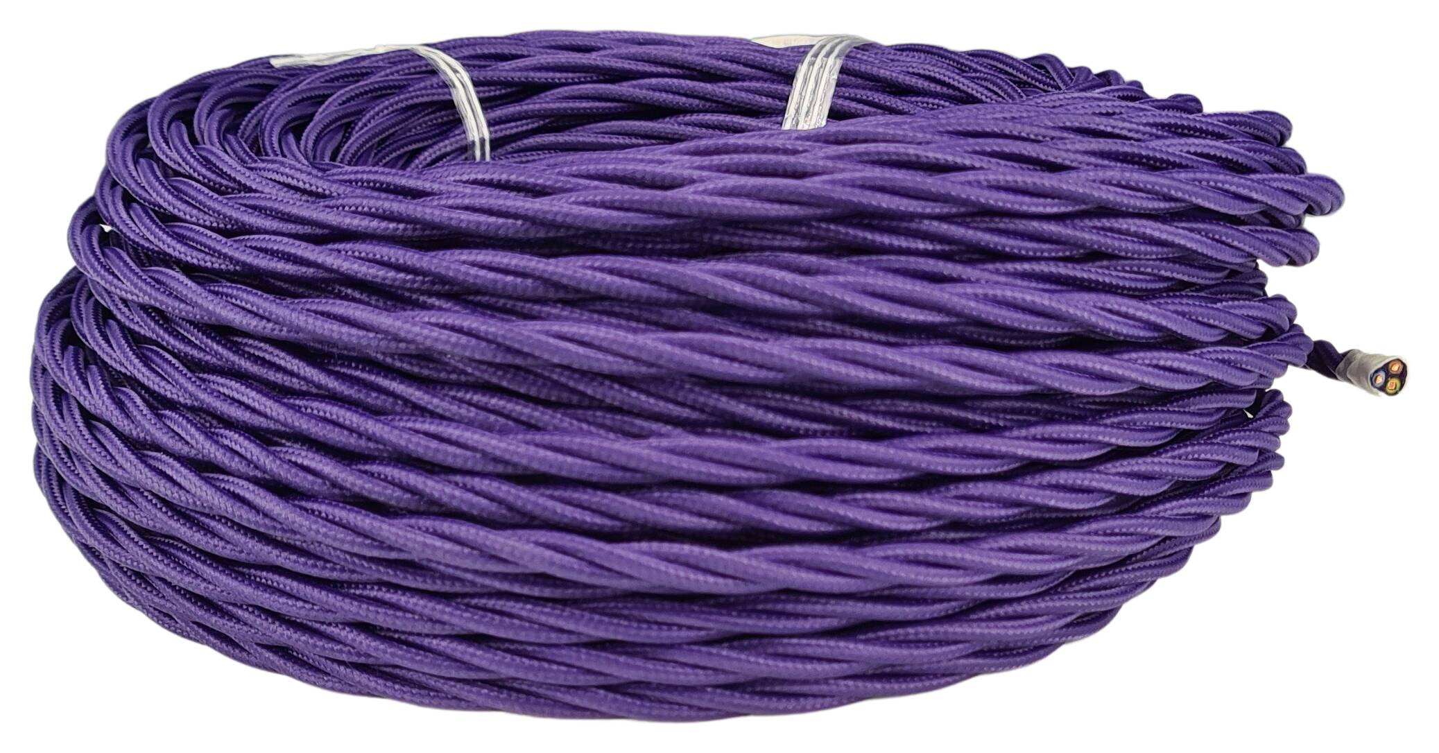 double isolated stranded cable 3G 0,75 separate textile braided and twisted RAL 4000 violet