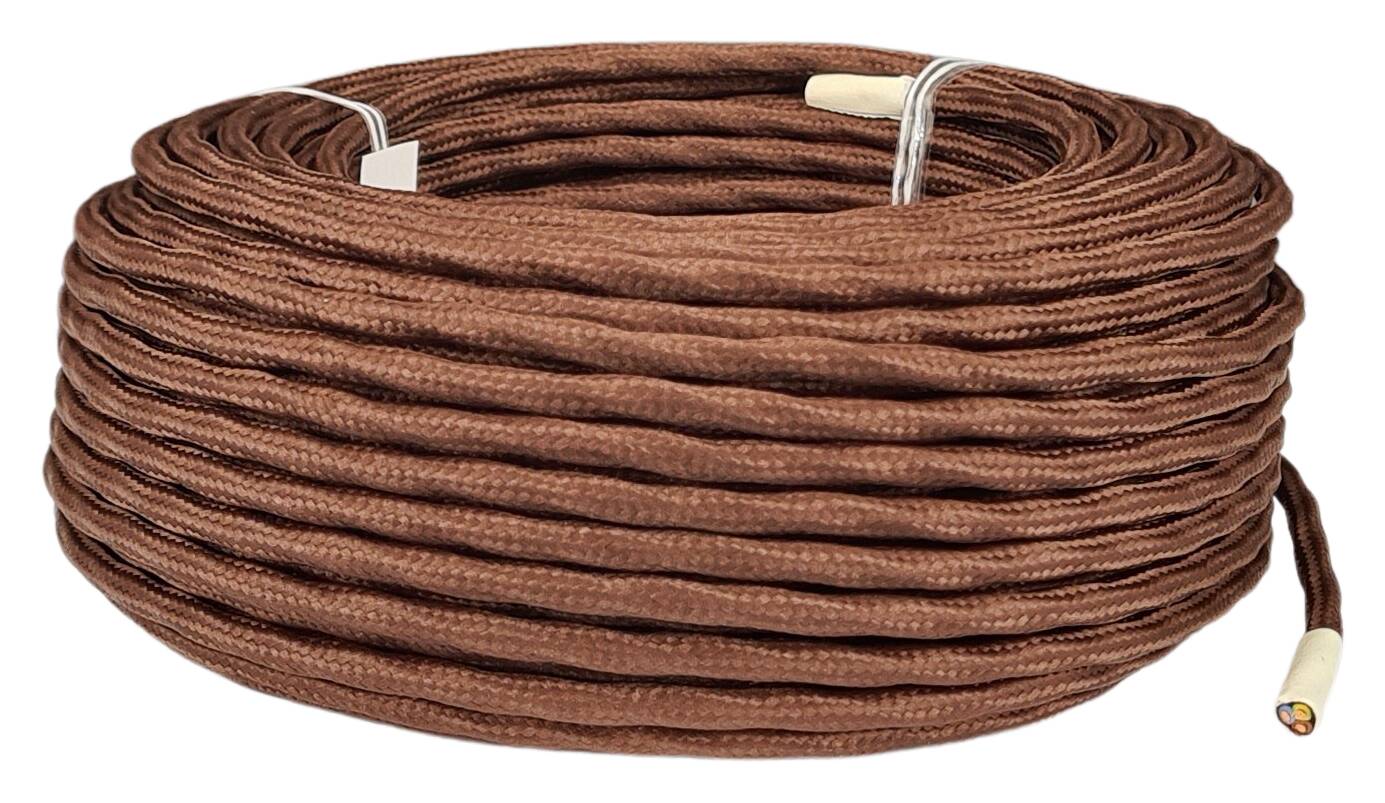 stranded cable 3G 0,75 twisted and textile braided RAL 8014 brown